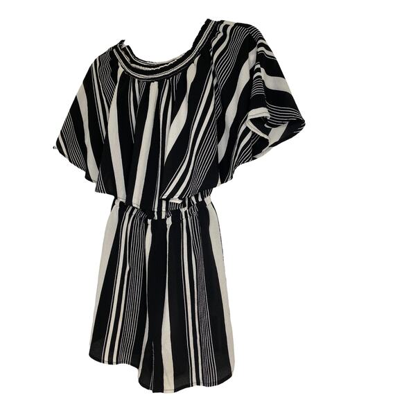 Show Me Your Mumu Rosarita Romper Black and White Stripe Womens Size Extra Small - Picture 3 of 9